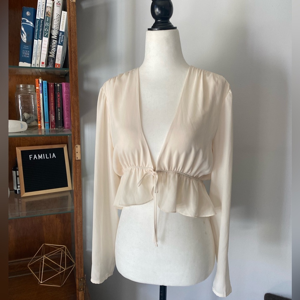 Sunday Best Cropped Tie-Front Blouse - Kimberly white sz S
